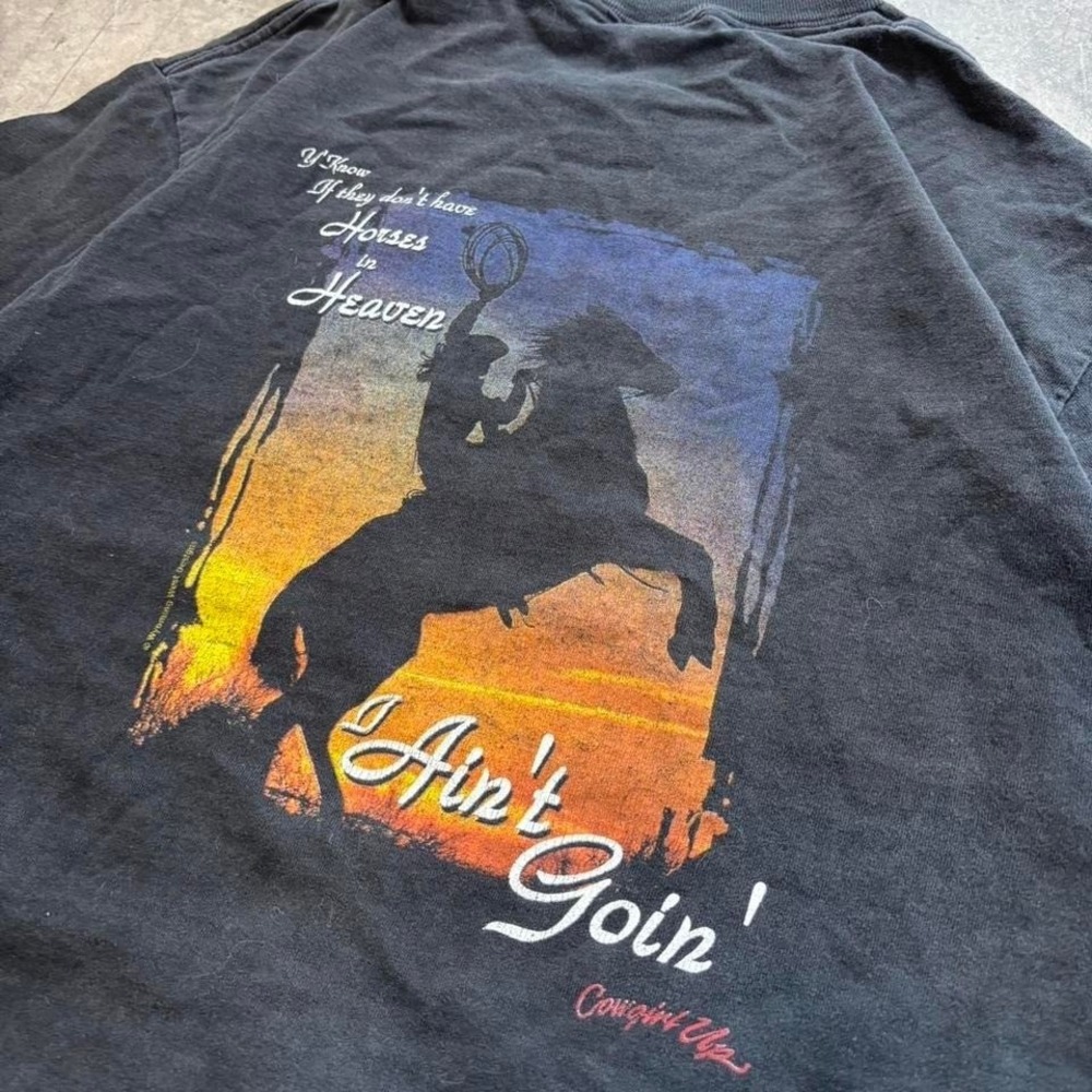 Vintage Cowboy Cowgirl Up Horse Shirt "If horses don't go to heaven" Size XL
